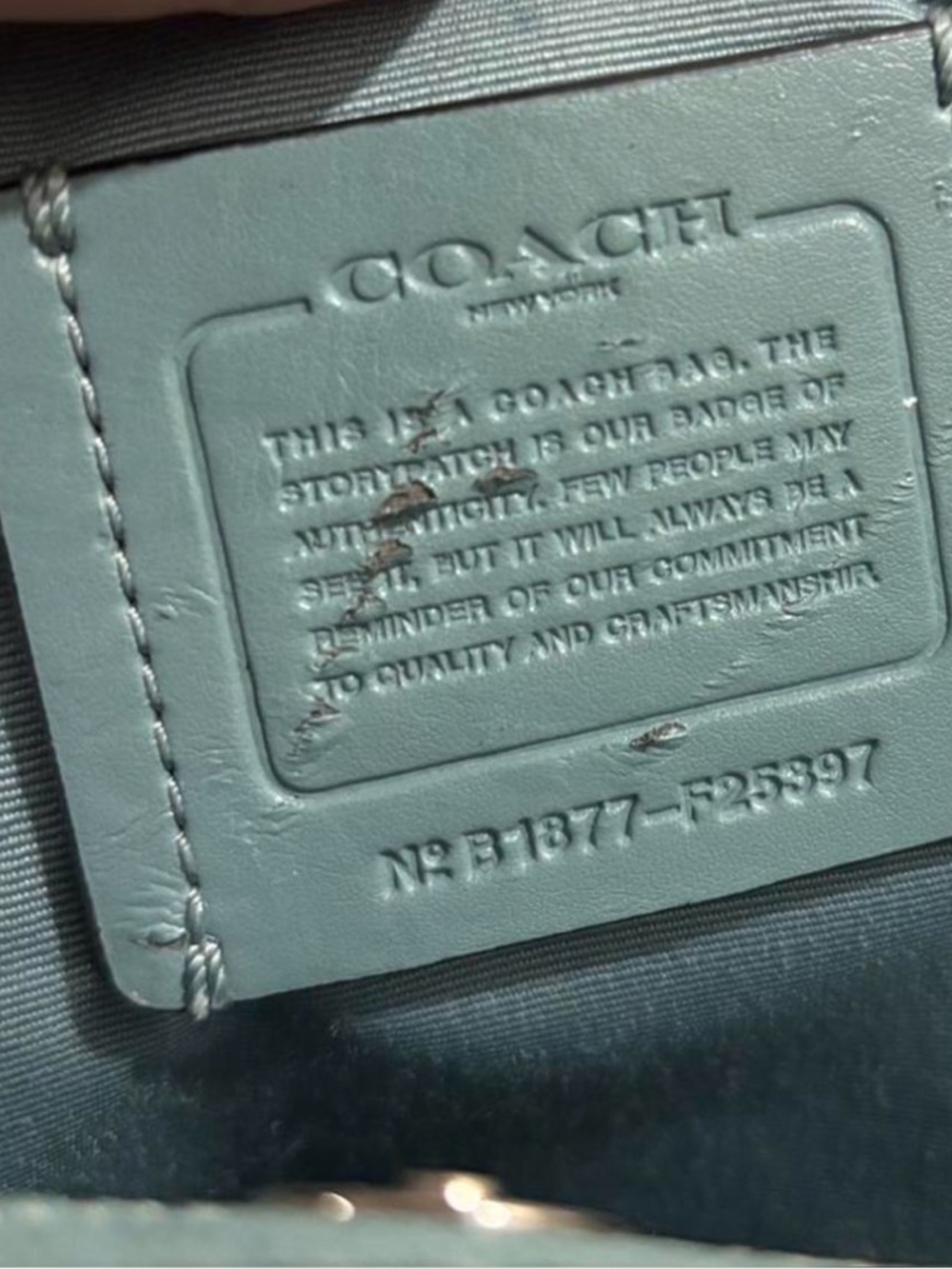 Coach Blue Green Leather Satchel Crossbody Bag F25897 - Picture 3 of 5